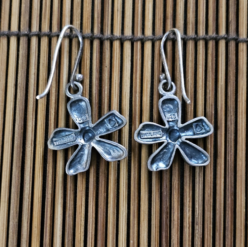 925 Silver Flower Dangle Earrings - image 5